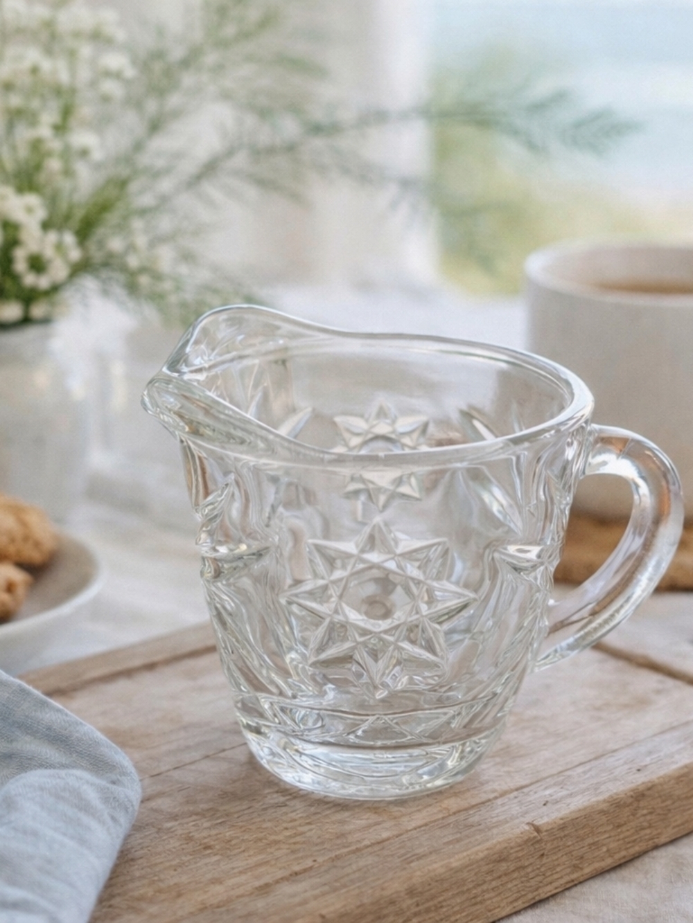 Vintage Anchor Hocking Star of David Creamer EAPC Pressed Glass